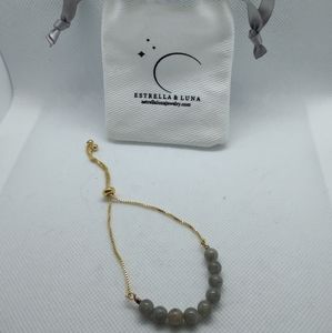 Moonstone adjustable 18k gold plated bracelet